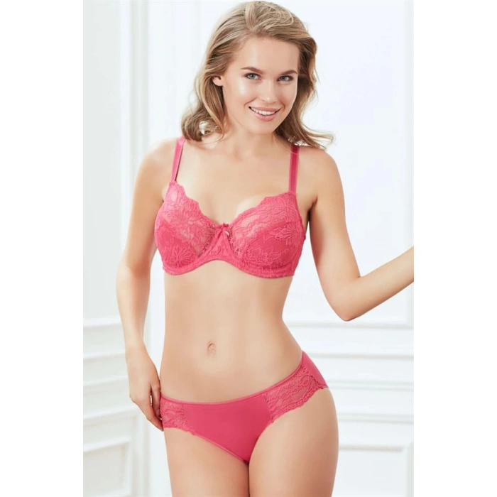 Secretsita Balenli Desteksiz Dolgusuz Toparlayıcı Dantelli Küçültücü Sütyen ve Slip Takım