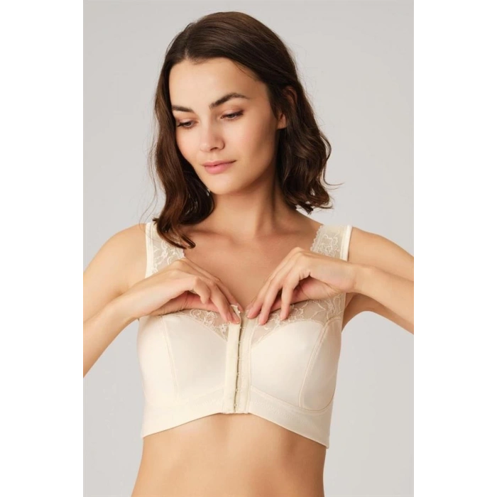 Secretsita Balensiz Desteksiz Dolgusuz Geniş Askılı Toparlayıcı Önden Açılan Sırt Destekli Küçültücü Sütyen Ten