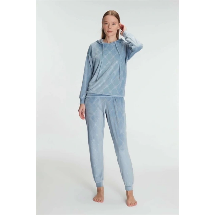 Secretsita Kapüşonlu Uzun Kol Sweatshirt Pijama Takımı