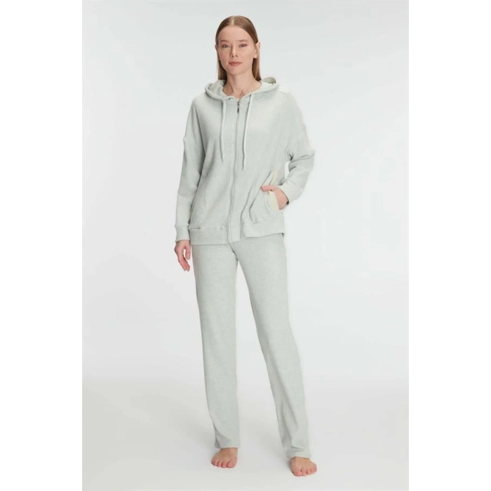 Secretsita Pamuklu Homesuit Kapüşonlu Fermuarlı Ev Giyim Pijama Takımı