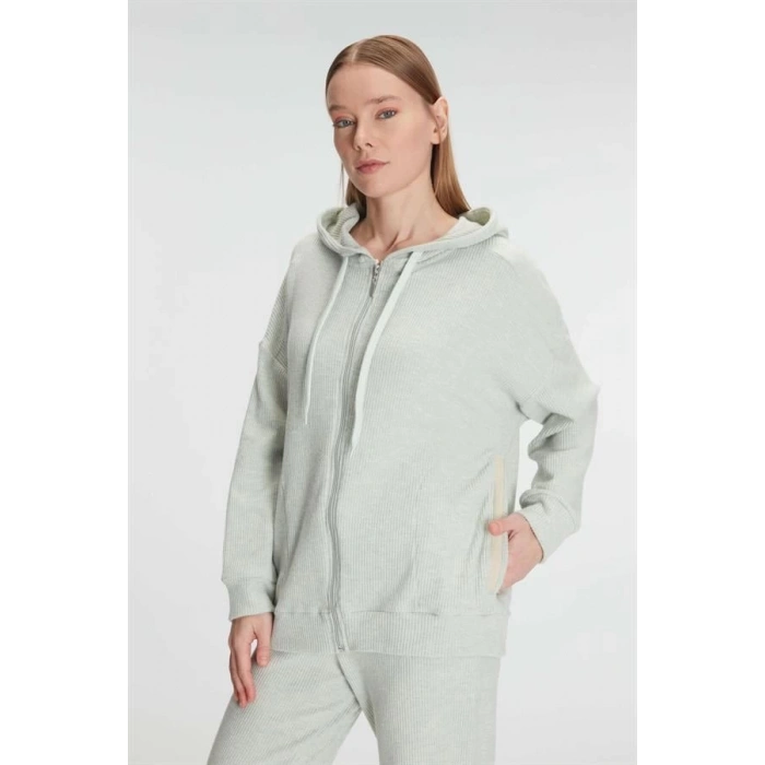 Secretsita Pamuklu Homesuit Kapüşonlu Fermuarlı Ev Giyim Pijama Takımı