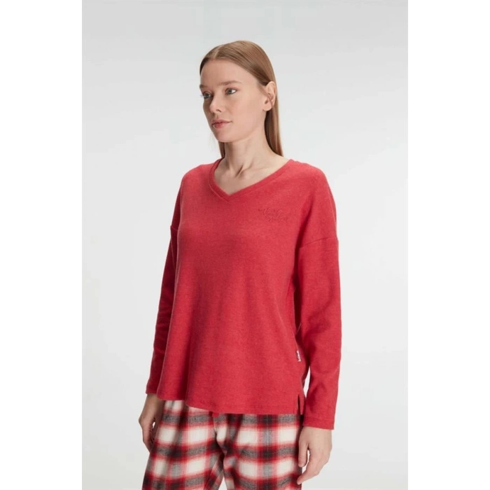 Secretsita Pamuklu Kışlık Kare Desenli Uzun Kol Pijama Takımı