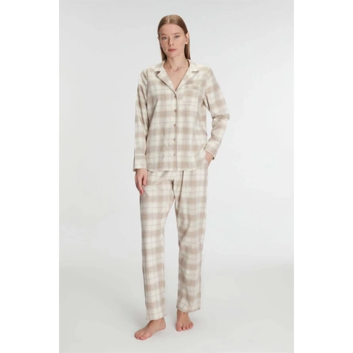 Secretsita Pamuklu Uzun Kol Gömlek Pantolon Pijama Takımı
