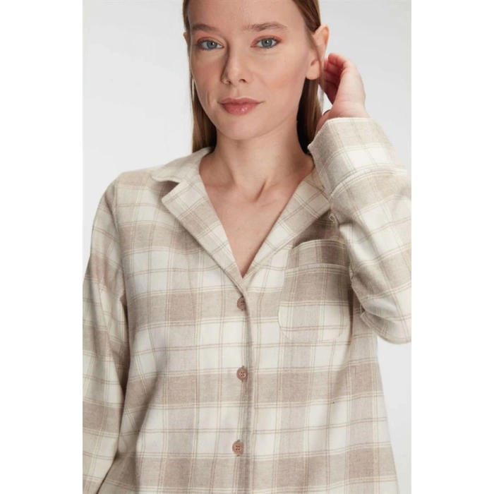 Secretsita Pamuklu Uzun Kol Gömlek Pantolon Pijama Takımı