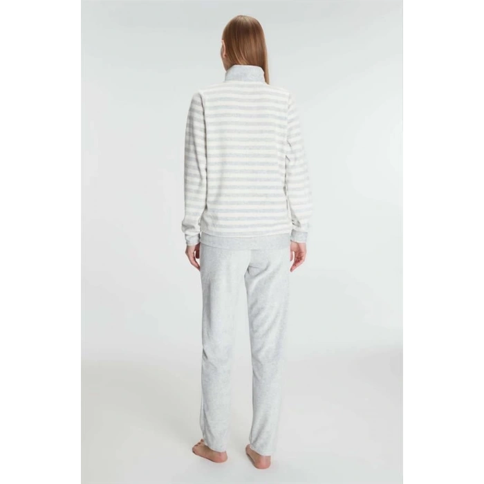 Secretsita Pamuklu Uzun Kollu Fermuarlı Sweatshirt ve Pantolon Takım Pijama Takımı