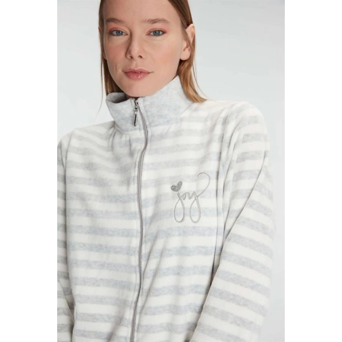 Secretsita Pamuklu Uzun Kollu Fermuarlı Sweatshirt ve Pantolon Takım Pijama Takımı