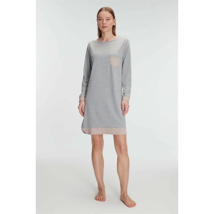 Secretsita Pamuklu Uzun Kollu Gecelik