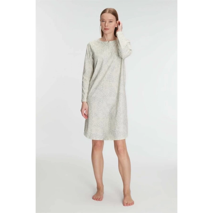 Secretsita Pamuklu Uzun Kollu Gecelik