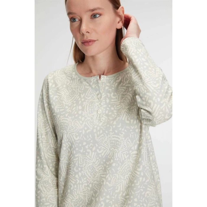 Secretsita Pamuklu Uzun Kollu Gecelik