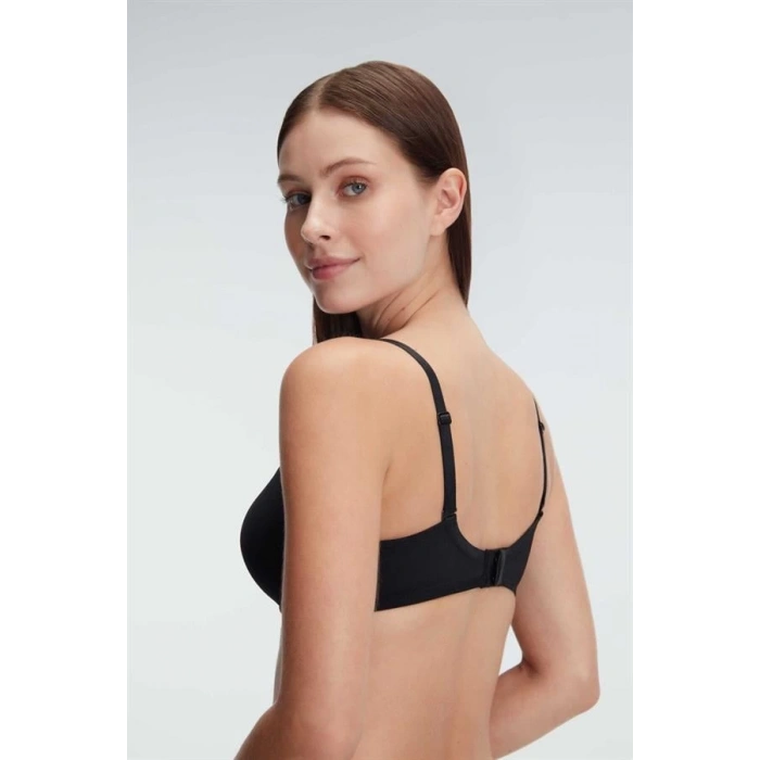 Secretsita Siyah Balenli Desteksiz Dolgusuz Askıları Çıkabilen Günlük Klasik T-Shirt Sütyeni