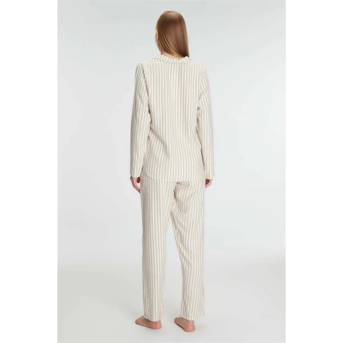 Secretsita Uzun Kol Çizgili Gömlek ve Pantolon Takım Pijama Takımı