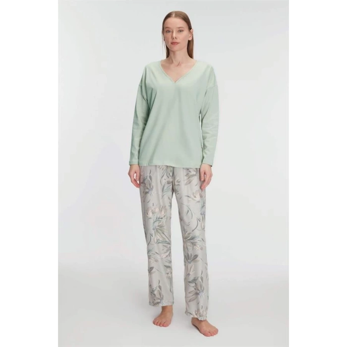 Secretsita Uzun Kol V Yaka Pijama Takımı
