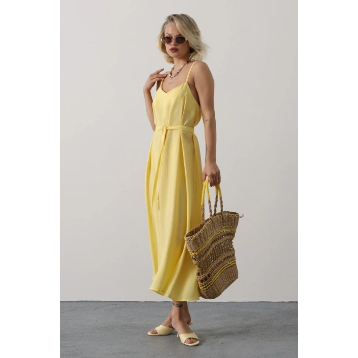 Askılı Basic Uzun Elbise  arı