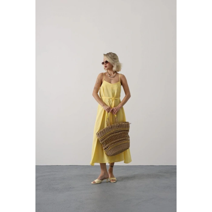 Askılı Basic Uzun Elbise  arı