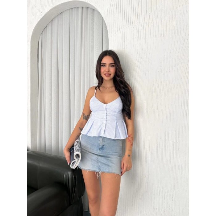 Askılı Dekolte Deraylı Crop  Açık avi