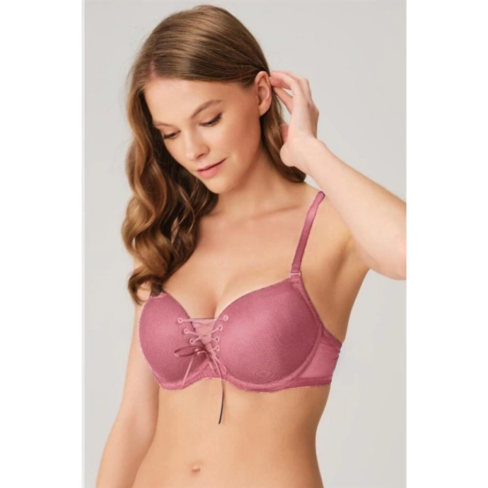 Balenli Destekli Dolgulu Askıları Çıkabilen Yaka Detaylı T-Shirt Sütyeni