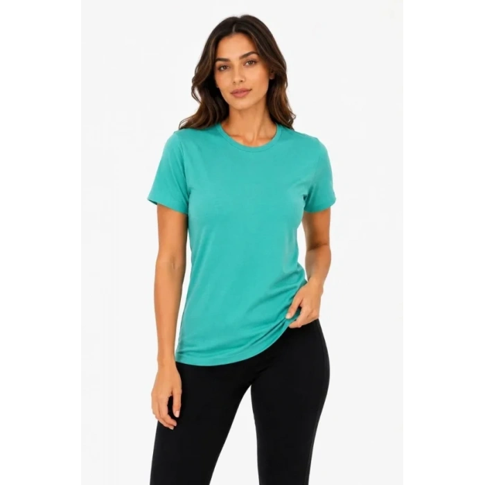 Basic Tişört Bisiklet Yaka Kısa Kol Günlük Yazlık lim Fit Thirt  u Yeşili
