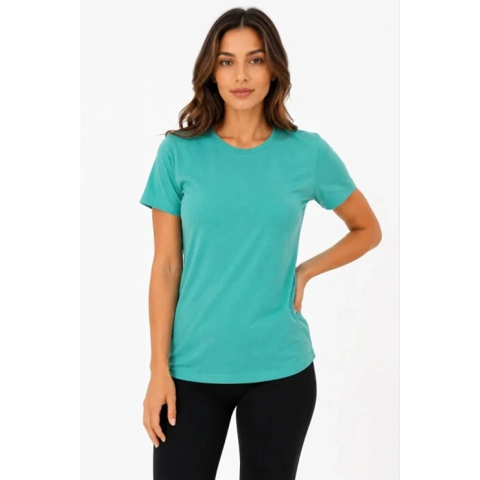 Basic Tişört Bisiklet Yaka Kısa Kol Günlük Yazlık lim Fit Thirt  u Yeşili