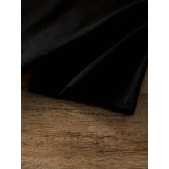 Baskılı Oversize Bisiklet Yaka Tshirt  iyah