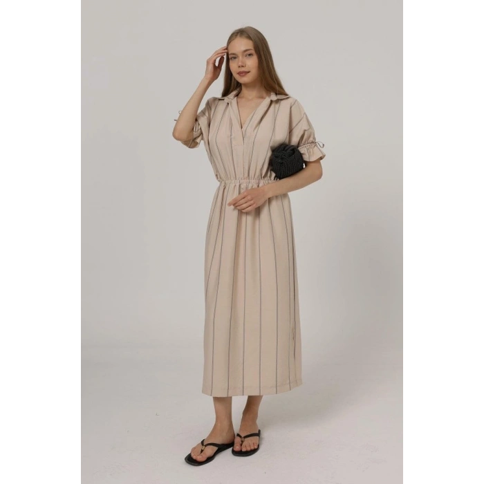 Beli Lastikli Elbise  Taş