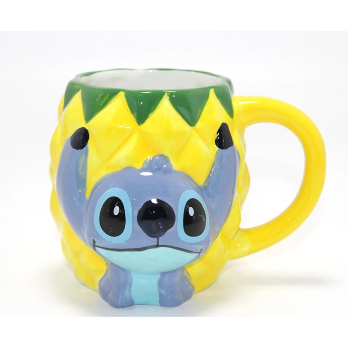 Disney Stitch Ananas Tasarımlı Kabartmalı Kupa Bardak