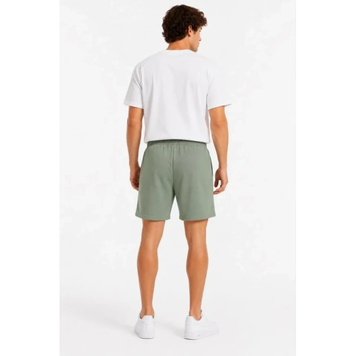 Erkek 3 İplik Şardonsuz Yazlık Cepli astikli Bağcıklı Regular Fit Şort  Yeşil