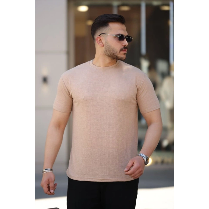 Erkek Ağaç Kabuğu Desenli Kısa Kollu Tshirt