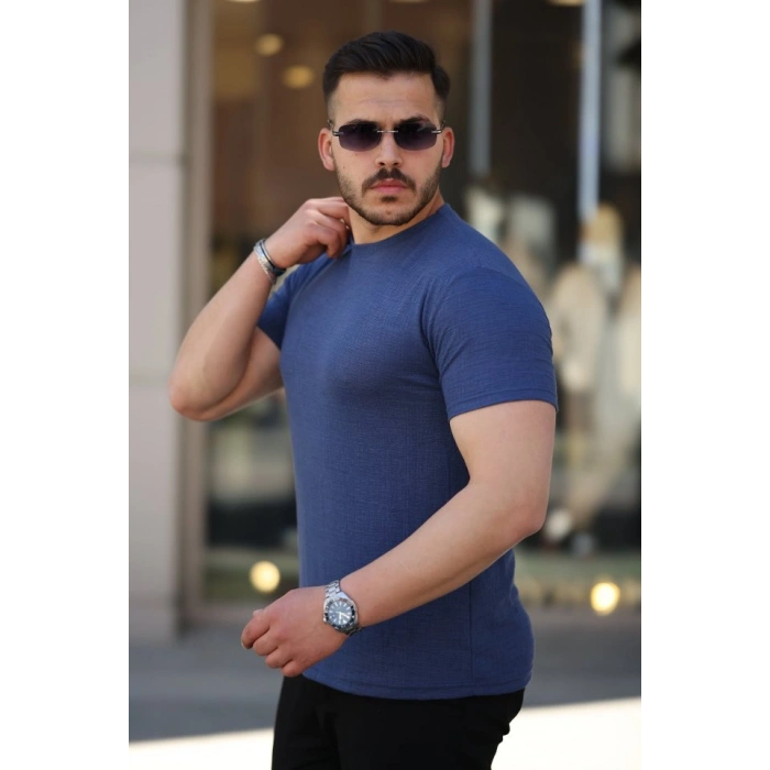 Erkek Ağaç Kabuğu Desenli Kısa Kollu Tshirt