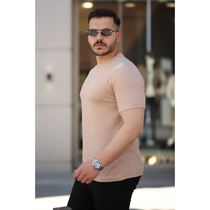 Erkek Ağaç Kabuğu Desenli Kısa Kollu Tshirt