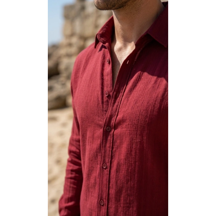 Erkek Armürlü Yarım Oversize üslin Gömlek