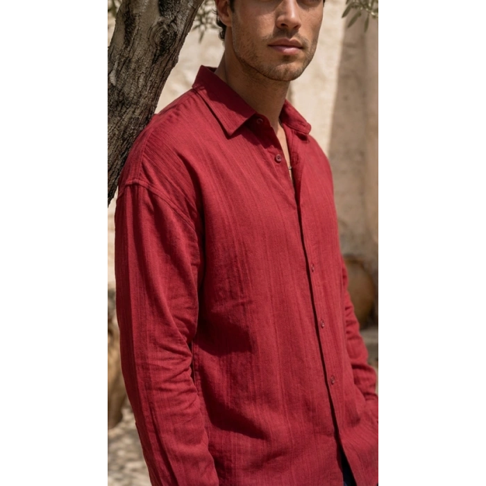 Erkek Armürlü Yarım Oversize üslin Gömlek