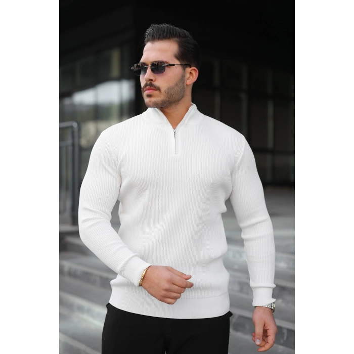 Erkek Balıkçı Zip Yaka Uzun Kollu Triko