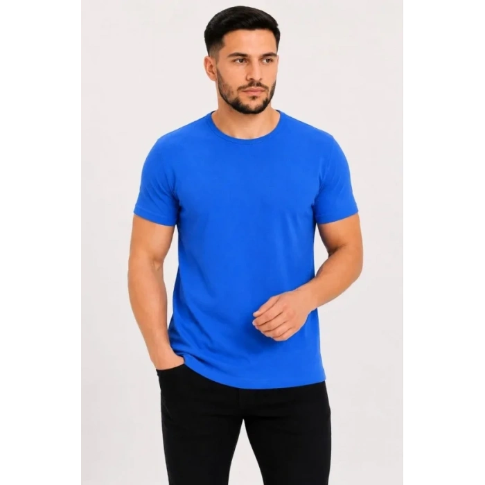 Erkek Basic Tişört Bisiklet Yaka Kısa Kol Günlük Yazlık lim Fit Thirt  aks avisi