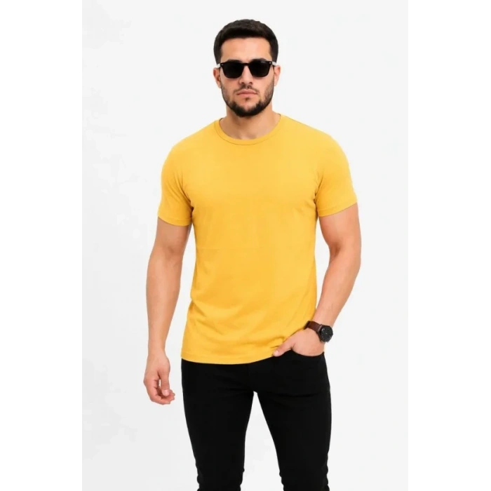 Erkek Basic Tişört Bisiklet Yaka Kısa Kol Günlük Yazlık lim Fit Thirt  arı