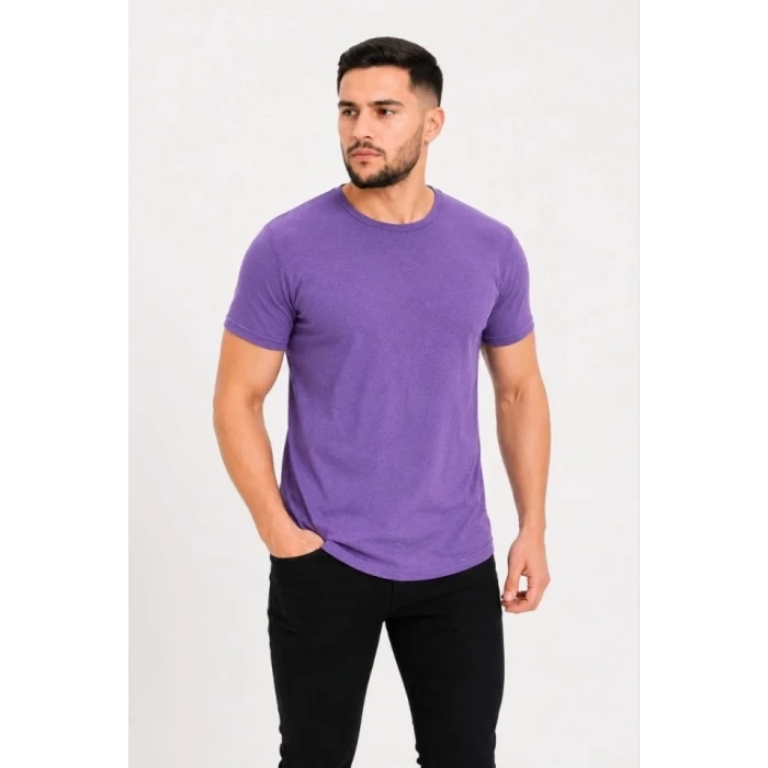 Erkek Basic Tişört Bisiklet Yaka Kısa Kol Günlük Yazlık lim Fit Thirt  or
