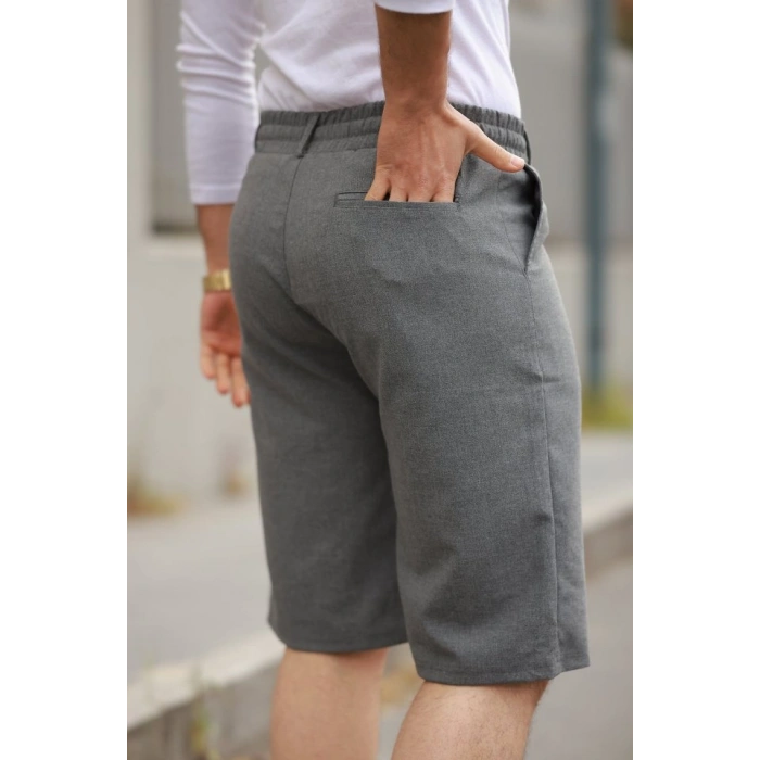 Erkek Beli Bağcıklı Ve Düğmeli Bezayağı Kumaş şort