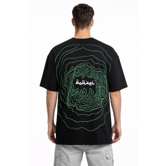 Erkek Bisiklet Yaka Baskılı Kısa Kollu Tişört treetwear Günlük Basic Pamuklu Tshirt  iyah
