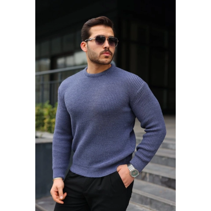 Erkek Bisiklet Yaka Örme Kazak