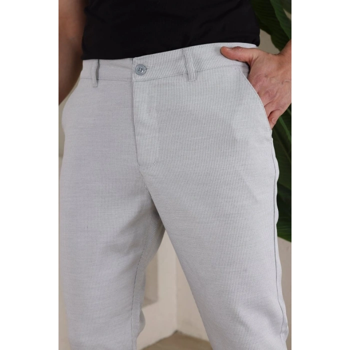 Erkek Casual Slim Fit Cord Desenli Kumaş Pantolon