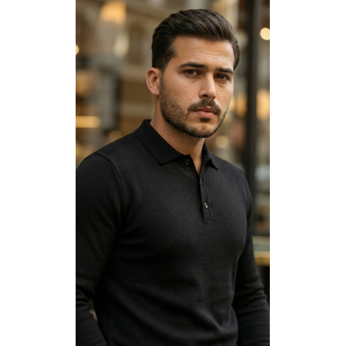 Erkek Düğme Yakalı Triko