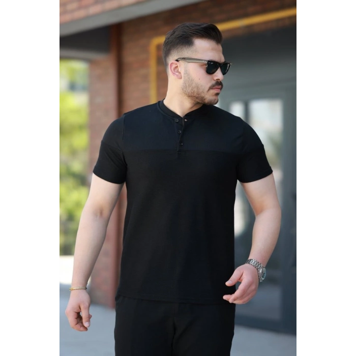 Erkek Hakim Yakalı Kısa Kollu Pamuklu Tshirt