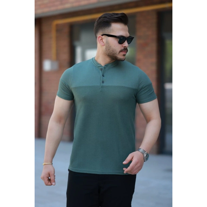 Erkek Hakim Yakalı Kısa Kollu Pamuklu Tshirt