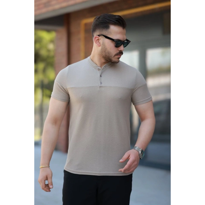 Erkek Hakim Yakalı Kısa Kollu Pamuklu Tshirt