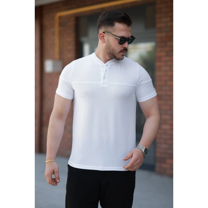 Erkek Hakim Yakalı Kısa Kollu Pamuklu Tshirt
