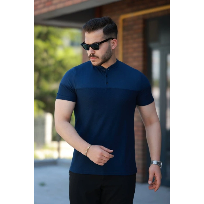 Erkek Hakim Yakalı Kısa Kollu Pamuklu Tshirt