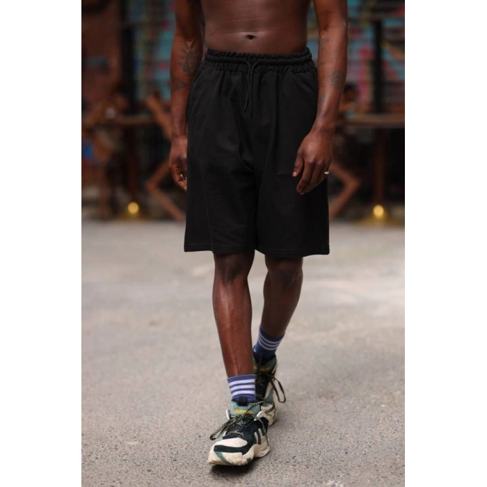 Erkek İki İplik Cepli Şort  iyah