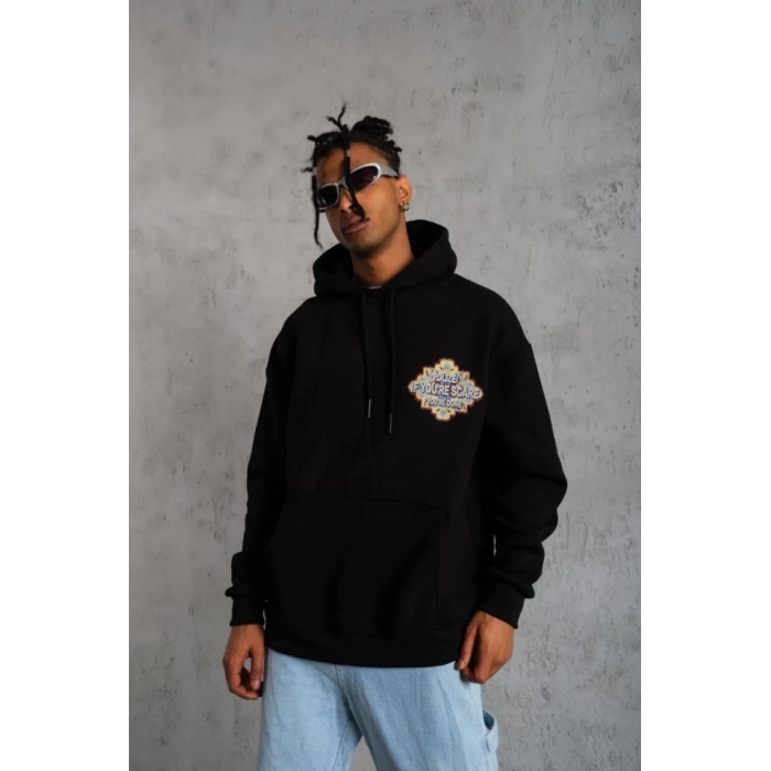 Erkek Kilim Desen Kapüşonlu  iyah