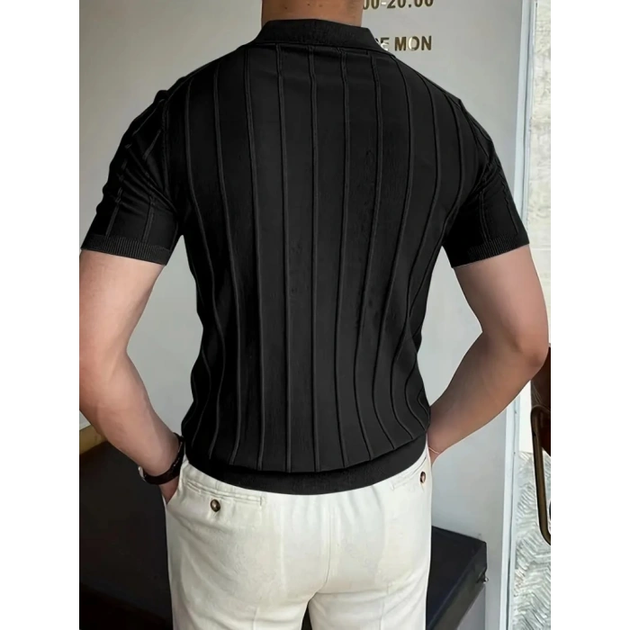 Erkek Kısa Kollu Yakalı önden Düğmeli Triko Tişört