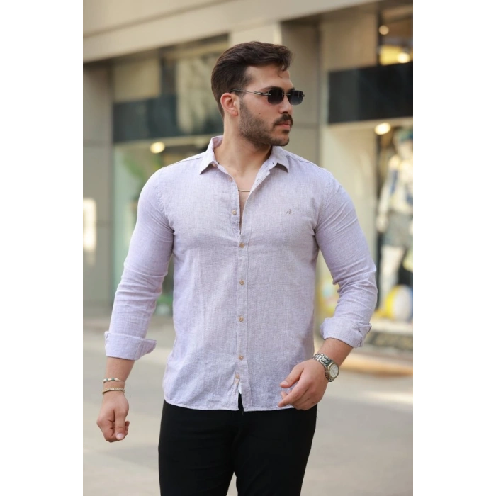 Erkek Pamuklu Keten Gömlek