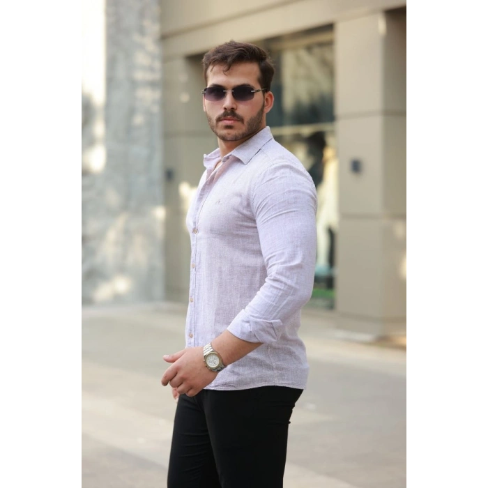 Erkek Pamuklu Keten Gömlek